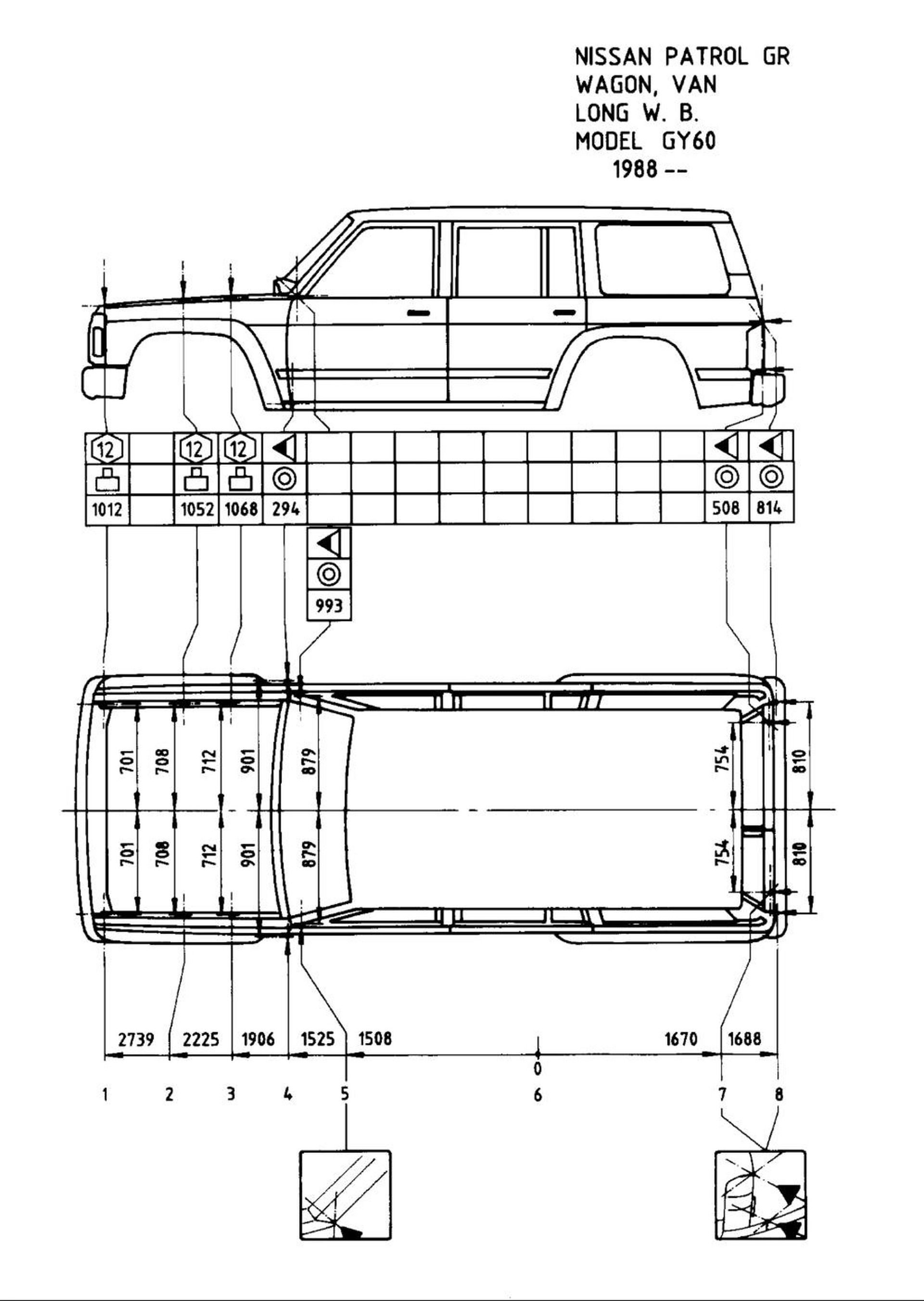 Featured image of post 0399. Контрольные точки кузова Nissan Patrol Y60 (Body dimensions)