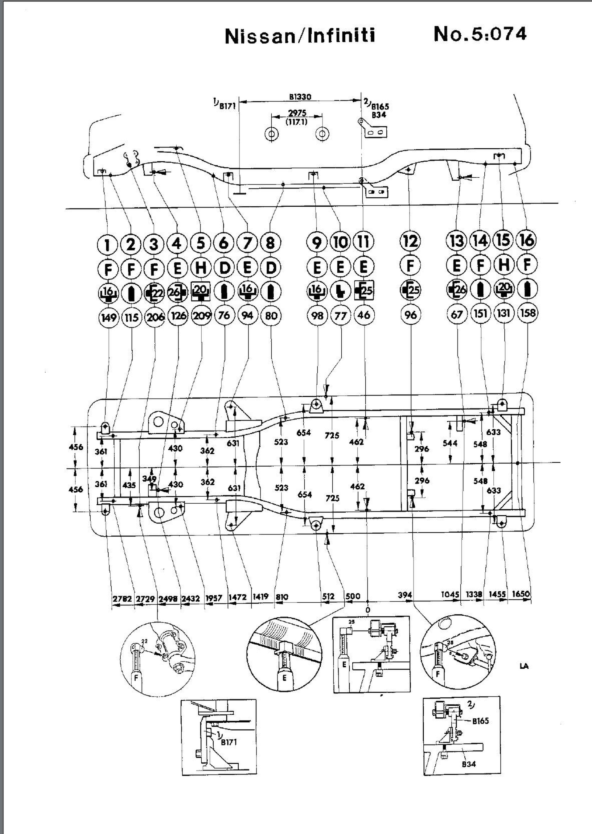 Nissan Patrol (Y60) 1989-1997 Frame dimensions