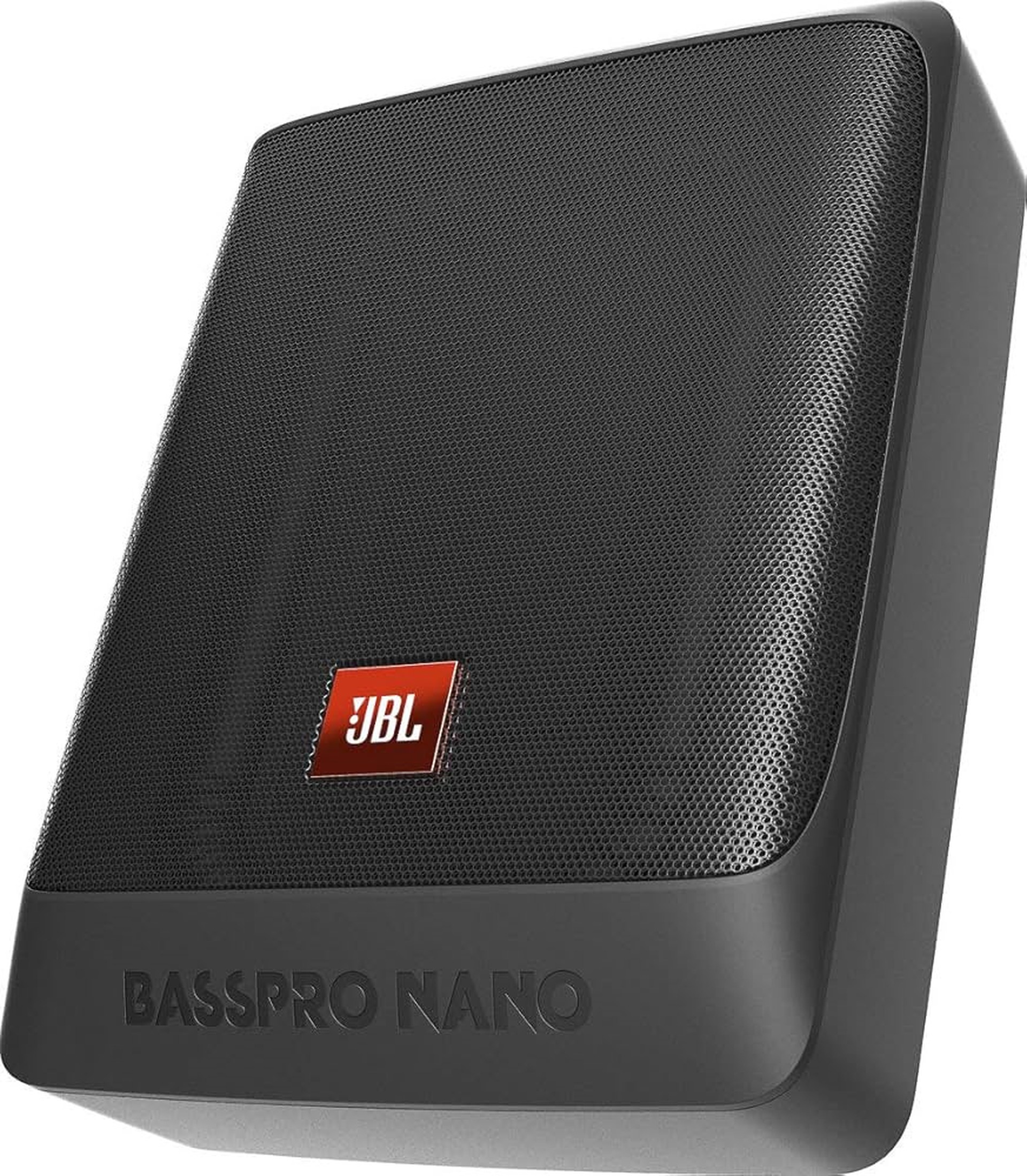 JBL BassPro Nano — это ультракомпактный активный сабвуфер в прочном алюминиевом корпусе, разработанный для скрытой установки (например, под сиденье). Он оснащен встроенным усилителем номинальной мощностью 100 Вт RMS (пиковая 200 Вт) и 6х8-дюймовым динамиком для улучшения басов без загромождения багажника.